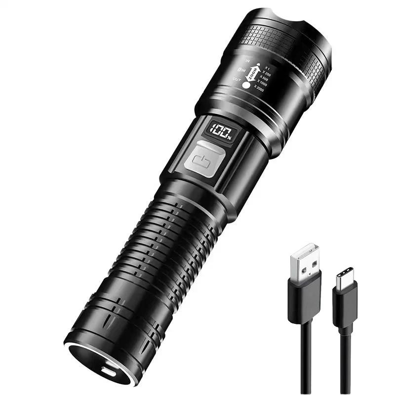 Lanterna LED de alta potência, lâmpada recarregável USB, lanterna de acampamento ao ar livre, lanterna tática, tocha super brilhante, 1500W, 10000000LM - Image 1