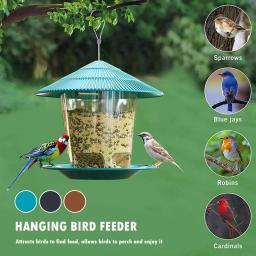 Jardim gazebo pendurado alimentador de pássaros selvagens recipiente ao ar livre com pendurar corda pet pássaro alimentação casa tipo alimentador de pássaros novo dropshipping - Image 2