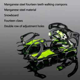1 par 14 dentes escalada crampons para o inverno ao ar livre caminhada pesca no gelo sapatos de neve antiderrapante sapatos manganês aço sapato cobre - Image 6