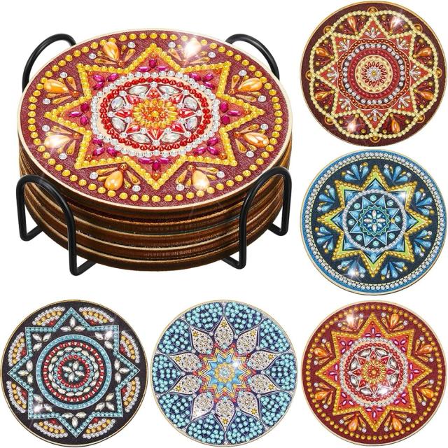 Kit de 5 Porta Copos Mandala Diamante com Suporte - DIY Arte para Festa e Decoração de Mesa em Casa