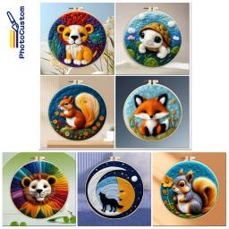Kits De Pintura De Lã PhotoCustom Frame, Bordados DIY, Pintura De Agulha Artesanal, Coruja Animal Felting Decoração, 20x20cm, Novo - Image 1