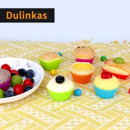 Copos de cozimento reutilizáveis Cupcake Silicone, Conjuntos de forros de muffin antiaderente Bento Lunch Box, Moldes De Bolo De Pastelaria, Multicolor - Image 3