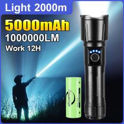 Lanterna LED de liga de alta potência 1000000LM 5000mAh Ultra poderosa recarregável de grande capacidade Lanterna tática do exército ao ar livre - Image 1