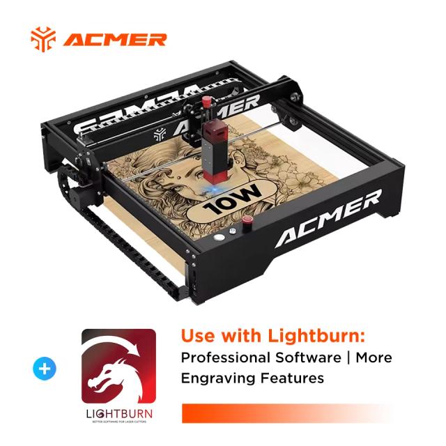 Máquina de corte e gravação a laser ACMER P1 10W escultura em metal madeira acrílico gravador a laser para entusiastas artesanais suporte WIFI