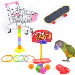 Pássaro brinquedos para periquitos 4-kind conjunto aves mastigando e jogando brinquedos tamanho adequado melhorar a capacidade de discriminação de cor - Image 1