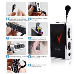 Aparelho de próteses auditivas som in-ear amplificador tom ajustável pessoal ferramentas de cuidados com a orelha bolso receptor digital idosos surdos - Image 4