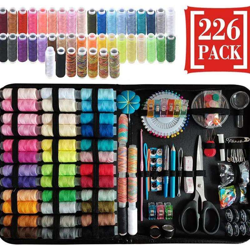 Portátil Kit De Costura Cor para Iniciantes, Suprimentos De Costura e Acessórios, Fio De Agulha, Viagem SCIs, Adulto, 226 Pcs - Image 1