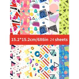 Fundo colorido Scrapbook Paper, Material Decoração do feriado, Papel de Embrulho, Qualquer Ocasião, Especialidade Origami Paper, 24Pcs - Image 2