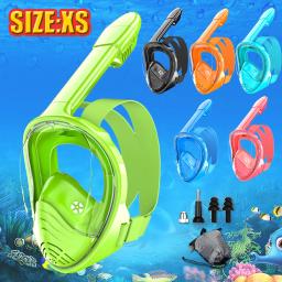 Máscara completa de snorkel facial para crianças, montagem destacável da câmera, visão ampla, anti-nevoeiro, anti-vazamento, mergulho, natação, criança - Image 1