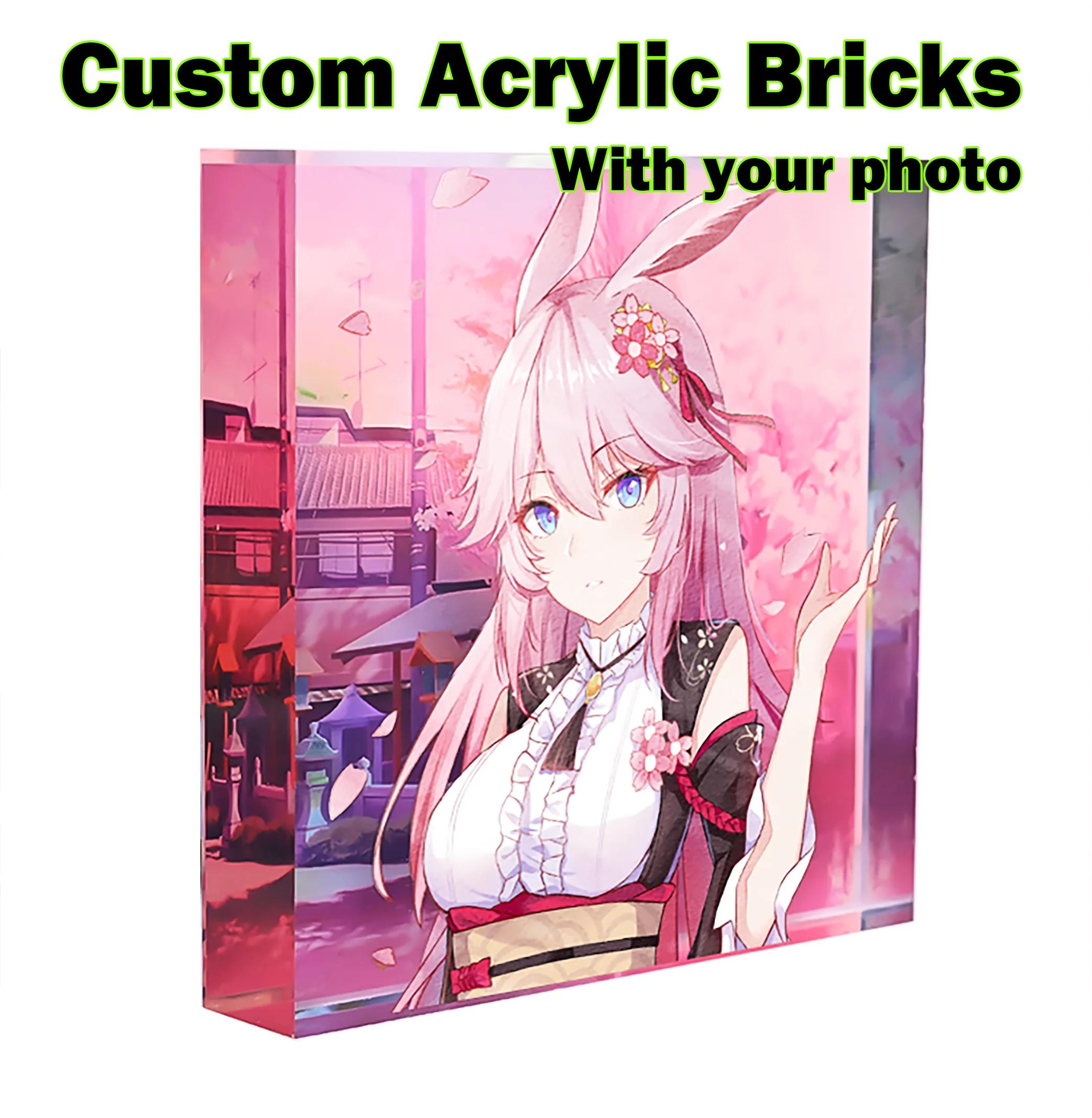 Bloco de logotipo acrílico personalizado, blocos de fotos com impressão uv, bloco de imagem acrílica personalizado, tijolos acrílicos de anime - Image 1