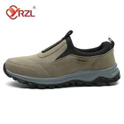 YRZL-Sapatos de caminhada antiderrapantes para homens, tênis ao ar livre, slip-on, couro de camurça respirável, calçado de caminhada - Image 3