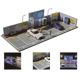 G FANS-Modelo de Diorama de Garagem de Carro com Luzes LED, Estacionamento, Cidade, Conjuntos de Modelos DIY, Pode Ser Combinado com Cidades, 1:64 - Image 5
