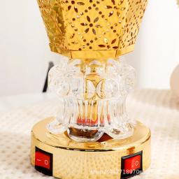 Queimador elétrico árabe do incenso, Censer dourado do ferro com lâmpada, fornalha de aromaterapia, decoração home árabe do Médio Oriente - Image 6