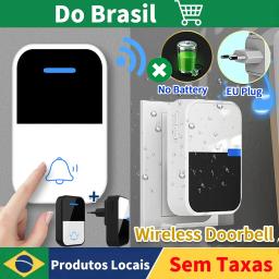 Impermeável campainha ao ar livre sem fio, Casa Chime Kit, Plug UE, remoto Plug UE, Jardim e Casa, Armazém, 300m - Image 1