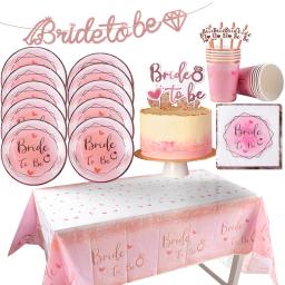 Louça descartável para festa de despedida de solteira, noiva, prato, copo, guardanapo, decoração do casamento, palha, fontes do partido - Image 1