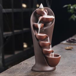Cachoeira queimador de incenso criativo decoração para casa suporte de incenso portátil cerâmica artesanato tocha design com 20 cones - Image 1