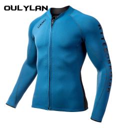 OULYLAN-Fato de mergulho neoprene masculino, casaco quente, tampo dividido, à prova de vento, surf, lancha, 2mm - Image 1