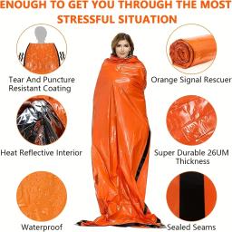 Saco de dormir portátil à prova d'água para sobrevivência de emergência, equipamento de acampamento edc ao ar livre, saco térmico, kit de primeiros socorros, cobertor mylar - Image 4