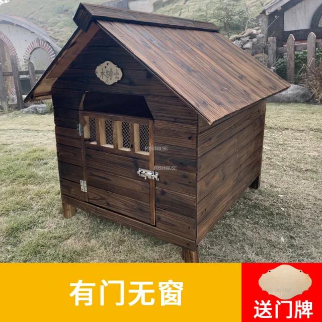 Canil de jardim ao ar livre, casas de madeira sólida para cães, suprimentos duráveis, varanda, canil respirável, pátio, filhote de cachorro, vila, produtos para animais de estimação