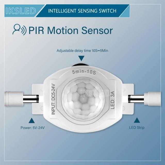 Interruptor de luz com sensor de movimento inteligente, temporizador ajustável, detector de movimento automático, controlador humano infravermelho pir, luz de tira led