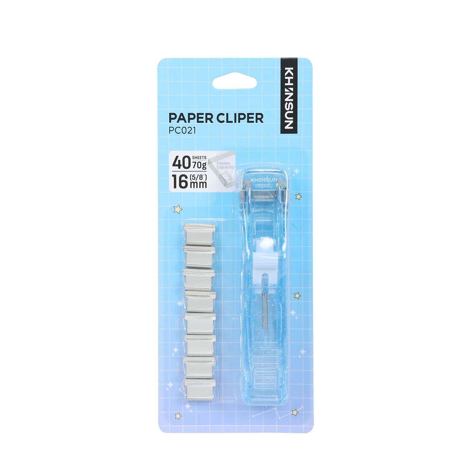 KHINSUN Paper Clipper Grampos, Arquivo Push Clamp, Ferramenta de Encadernação para Documentos, Máquina de Agrafar, Clipes de Papel com Recargas, Material de Escritório - Image 1