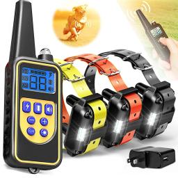 800m lcd coleira de treinamento do cão de controle remoto pet bark rolha coleiras treinamento elétrico à prova dwaterproof água com som vibração choque - Image 1