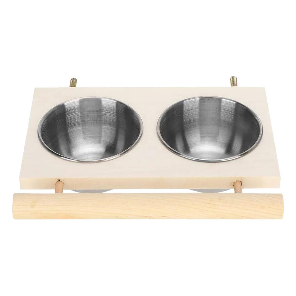 Caixa De Alimentação De Pássaro De Aço Inoxidável Com Portador, Gaiola Pendurada Talheres, Alimentação De Papagaio, Tigela De Comida, Bacia De Água, Fácil de Limpar - Image 1