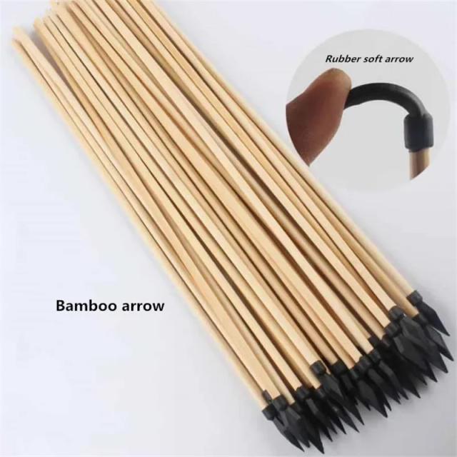 Flechas de Madeira Natural com Borracha para Arco de Tiro com Arco Macio - Pacote com 10 Unidades de 50cm e 7mm de Comprimento
