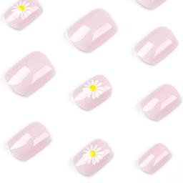 Margarida flor teste padrão wearable unha arte brilhante luz roxo adorável unhas falsas destacável terminado unhas falsas imprensa em unhas - Image 4