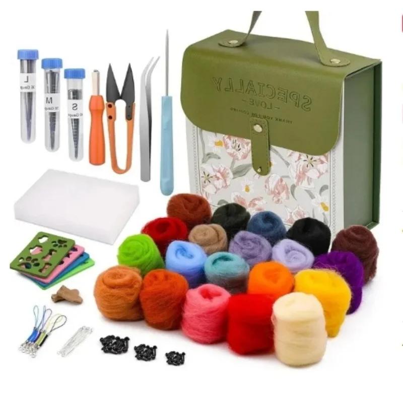 Kit De Feltragem De Lã Com Agulhas E Instrução Para Fabricação De Tecido, Pacote De Material Não Acabado DIY, 20 Cores - Image 1