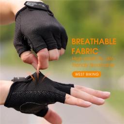 West biking luvas de ciclismo de meio dedo antiderrapante motocicleta mtb luvas de bicicleta de estrada dos homens esporte fitness bicicleta luvas sem dedos - Image 4