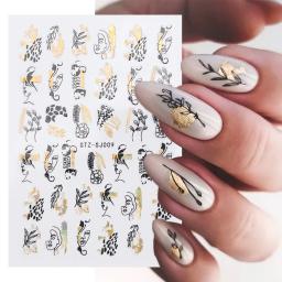 3d linhas francesas etiqueta da arte do prego rosa ouro abstrato graffiti tiras geometria japonesa para manicure bronzeamento slider decoração - Image 1