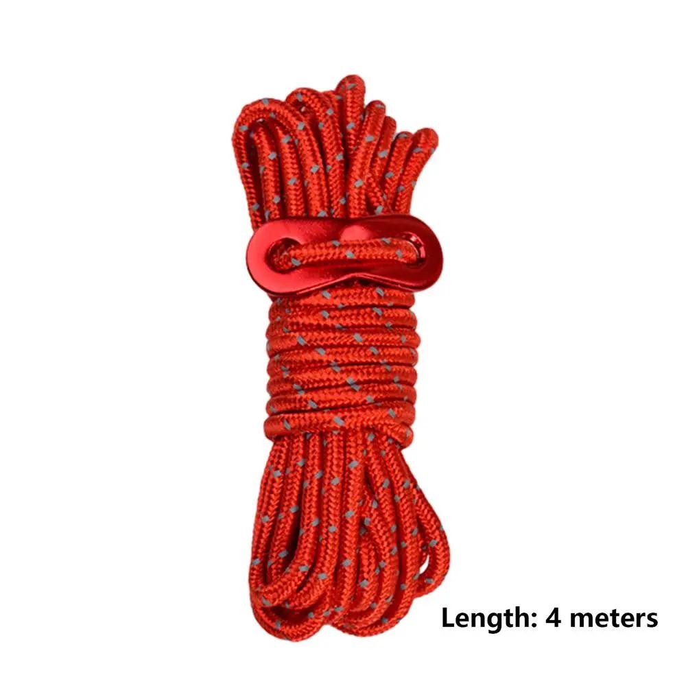 Corda Tenda Guyline Multifunções, Corredores Reflexivos, Guy Lines, Cabo Paracord, Esportes ao ar livre, Camping, Caminhadas Acessórios, 4m, 4mm - Image 1