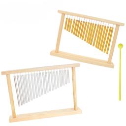 Instrumento de percussão de linha única com baquetas, Wind Chime, Solid Aluminum Tube, Wooden Desktop Table, 20 Tone - Image 1