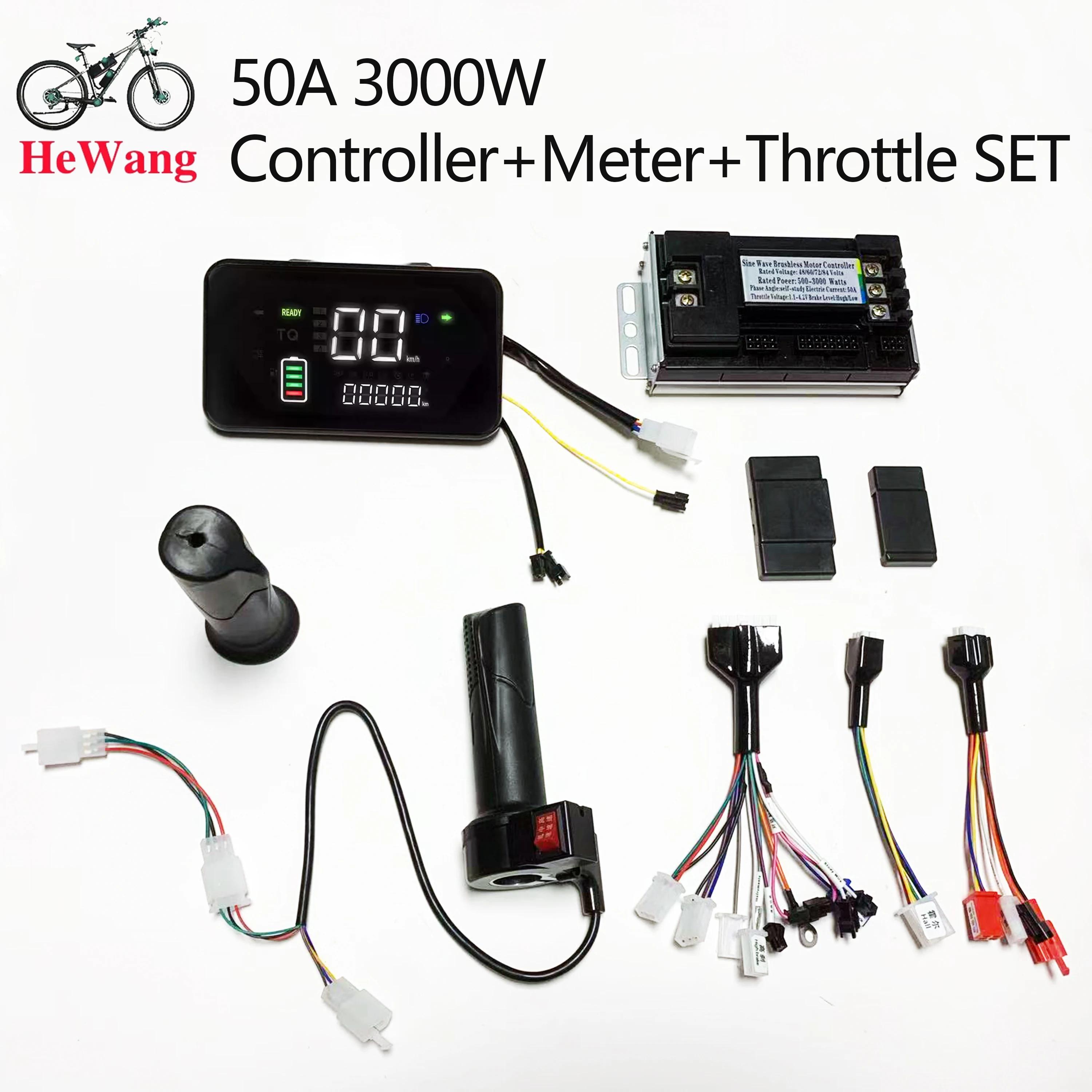 Controlador de motor sem escova de onda senoidal 50A 3000W + acelerador ajustável de 3 velocidades + conjunto de painel de instrumentos LCD para motocicleta e-bike - Image 1