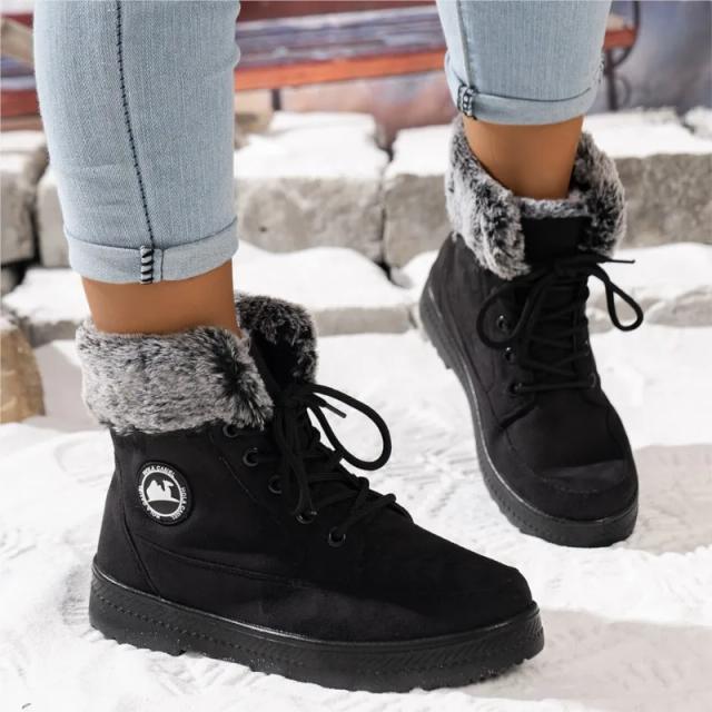 Botas de Neve Femininas com Pelo e Plataforma - Moda Inverno 2024