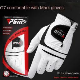Luvas de golfe PGM pele de carneiro genuína + luvas de couro PU mão esquerda mão direita 1 peça com marca de golfe - Image 2