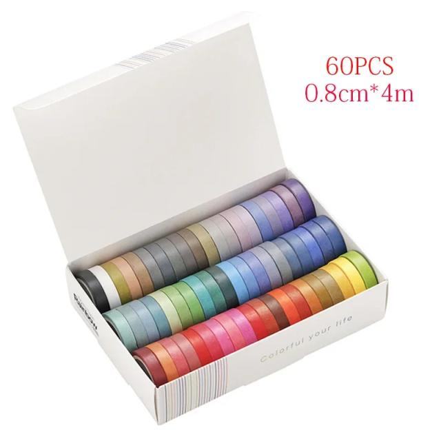 Conjunto de 60 Fitas Washi Coloridas e Adesivos Decorativos para Scrapbook e Papelaria