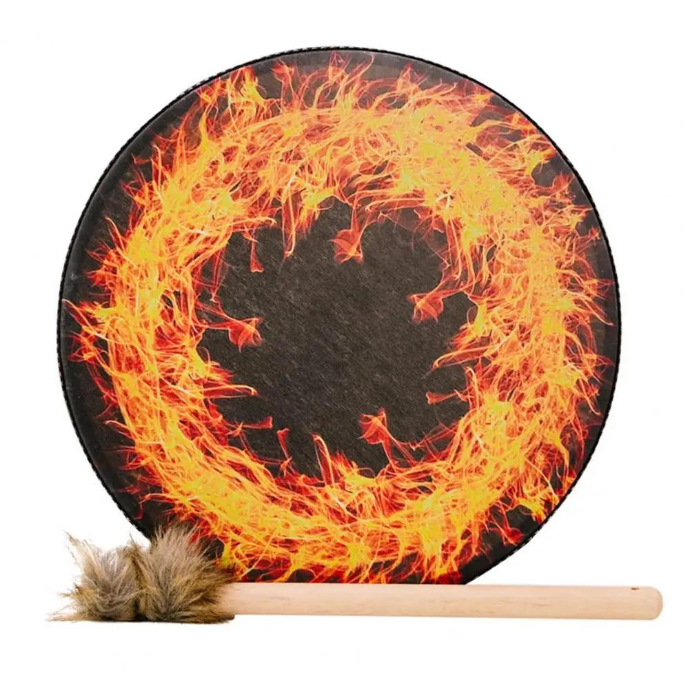 Tambor xamã boêmio com baqueta, decoração de férias, estilo étnico, som pequeno, tambor curandeiro, instrumento de percussão, 1 conjunto - Image 1