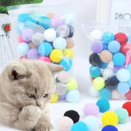 Brinquedo elástico bola de pele para gato, Cat interativo suprimentos, cor mista, poliéster, 10 pcs/set, 20 pcs/set, 30 pcs/set - Image 1