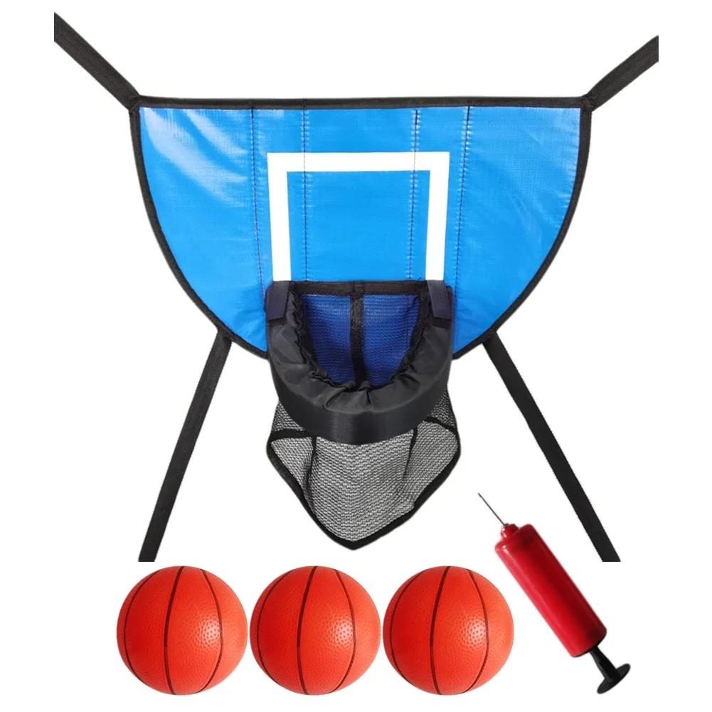 Aro de Basquete de Trampolim com Bomba e Mini Bolas, Fácil Montagem e Acessórios Inclusos