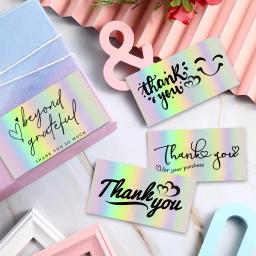 Cartão de visita artesanal com amor, Cartão de agradecimento, Decoração pacote de negócios, Obrigado lindo, Laser Card, 30pcs - Image 5