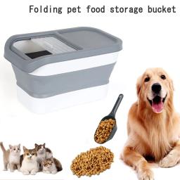 Recipientes de armazenamento de comida dobrável, grande capacidade hermética comida seca, cão e gato selado balde, acessórios para animais de estimação - Image 1