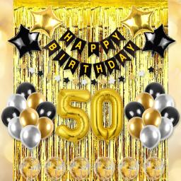 Kit balão confete de látex, preto e dourado, decoração de festa de aniversário, aniversário adulto, feliz 30, 40, 50 anos, 45 peças por conjunto - Image 1