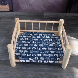 Canil De Cachorro De Madeira Marching, Design De Cama De Imitação, À Prova De Umidade E Respirável, Removível E Lavável - Image 1