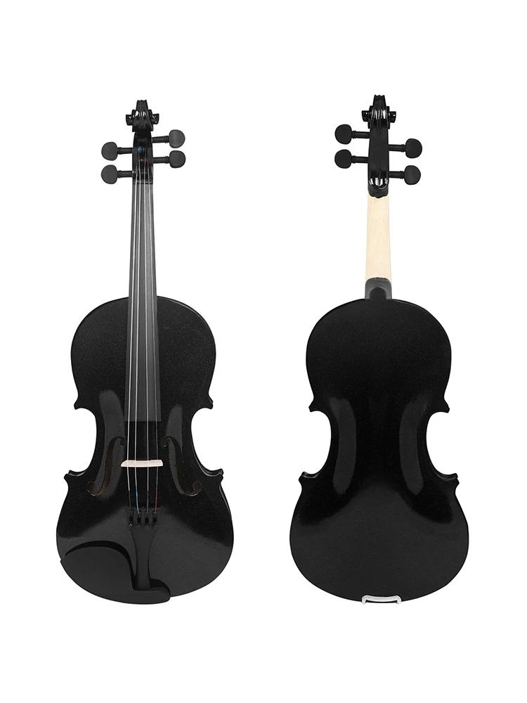 4/4 avançado violino preto acústico de madeira maciça violino instrumento de cordas profissional com caixa de arco - Image 1