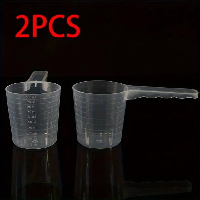 Conjunto de Colher de Medição Transparente com Escala e Pá de Plástico para Alimentação de Cães - 100ml, 3 Peças