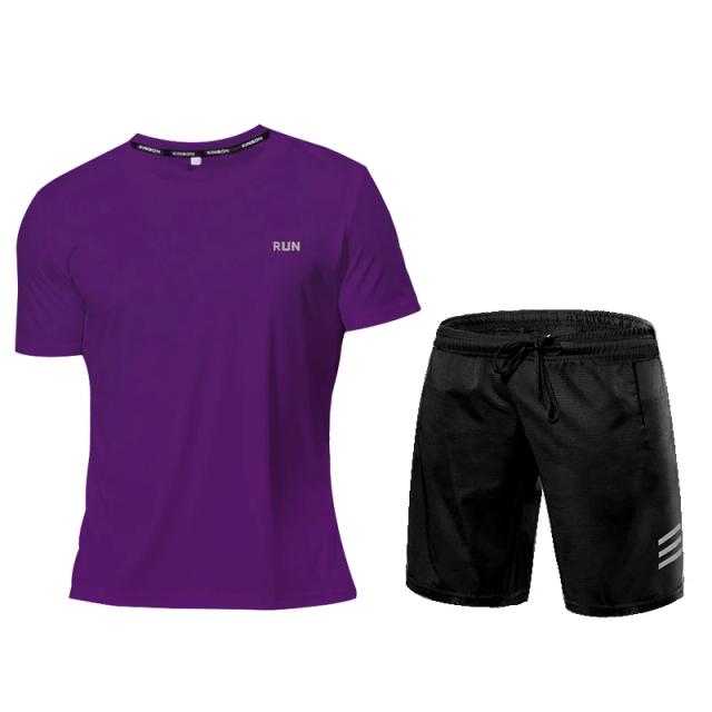 Conjunto Masculino de Roupas de Treino Esportivo em Secagem Rápida: Kit de Compressão para Fitness e Ginástica