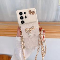 3d bowknot crossbody titular do cartão carteira caso de telefone para samsung galaxy s25 ultra s24 s23 s21 s20 fe s22 + mais nota 20 capa macia - Image 2