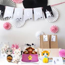 Honeycomb Ball Centerpiece para festa, decoração de mesa, gatinho bonito dos desenhos animados, Happy Birthday Decor, Pet temático, suprimentos, 6pcs - Image 6